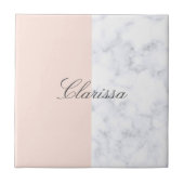 Elegant erröten rosa u. weißer Marmorfarbblock Fliese (Vorderseite)