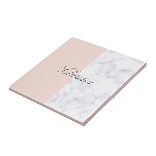 Elegant erröten rosa u. weißer Marmorfarbblock Fliese (Seite)