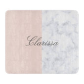 Elegant erröten rosa u. weißer Marmorfarbblock Schneidebrett (Vorderseite)