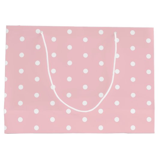 Elegant erröten rosa weiße Polka punktierte Große Geschenktüte (Rückseite)