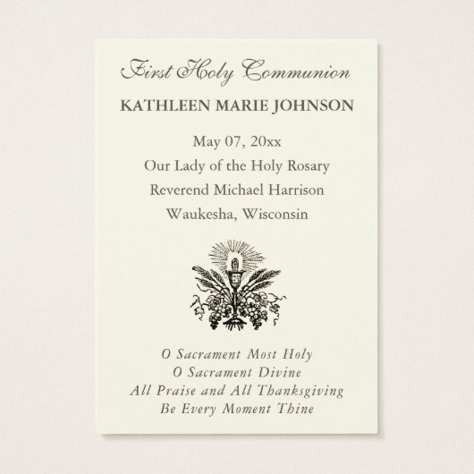 Elegant Erste Heilige Kommunion Erinnerung an Heil (Rückseite)