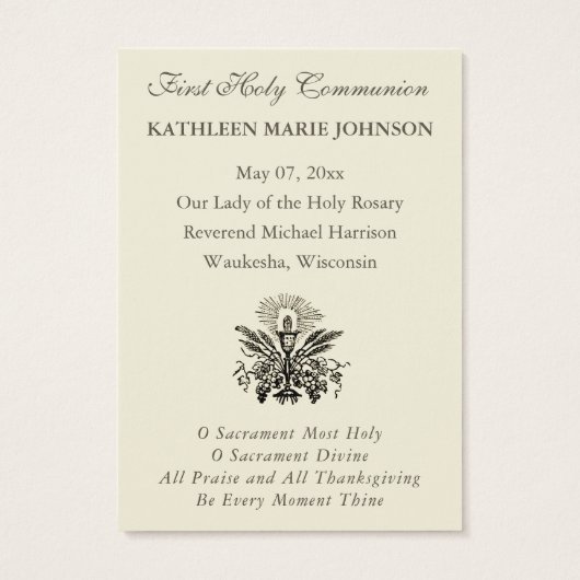 Elegant Erste Heilige Kommunion Erinnerung an Heil (Rückseite)