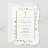 Elegant Erste Kommunion Wasserfarbenwelt Save The Date (Vorderseite)