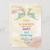 Elegant Erster Geburtstag Dinosaurier Wasserfarbe Einladung (Vorne/Hinten)