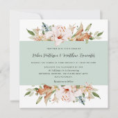 Elegant erthy Blooms sage Green Square Wedding in Einladung (Vorderseite)