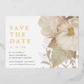 Elegant erthy floral Non-Foto Save the Date REAL Folieneinladung (Vorderseite)