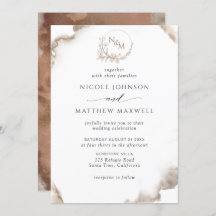 Elegant erthy Tones Watercolor, Monogram Wedding