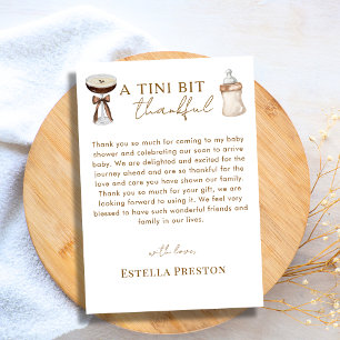 Elegant Espresso Martini & Baby Bottle Baby Shower Dankeskarte