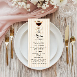 Elegant Espresso Martini Birthday Dinner Flat Menu Menükarte