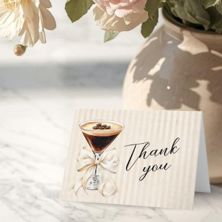 Elegant Espresso Martini Folded Thank You Card Dankeskarte