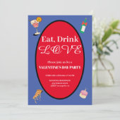 Elegant essen Drink Liebe Valentinstag Herz Einladung (Stehend Vorderseite)