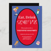 Elegant essen Drink Liebe Valentinstag Herz Einladung (Vorne/Hinten)