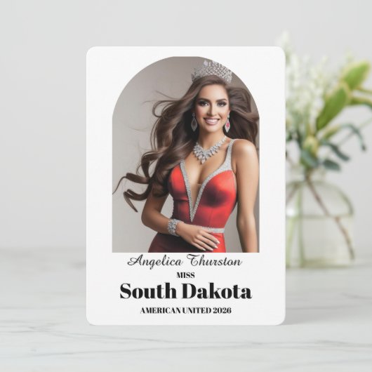 Elegant Essentials Pageant Autograph Card Einladung (Stehend Vorderseite)