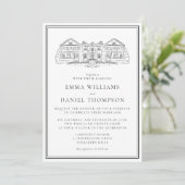 Elegant Estate Illustration Wedding Invitation Einladung (Stehend Vorderseite)