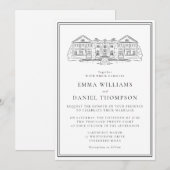 Elegant Estate Illustration Wedding Invitation Einladung (Vorne/Hinten)