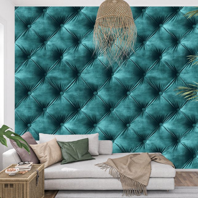 Elegant Ethereal Serene Velvet Türkis Tapete (Elegant Ethereal Serene velvet Turquoise Wallpaper)