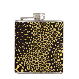Elegant Ethnic Floral Black Gold Drink Flachmann