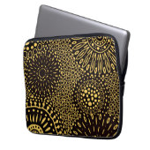 Elegant Ethnic Floral Black Gold Laptop Sleeve (Vorderseite Links)