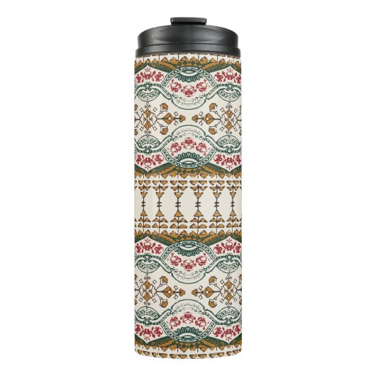 Elegant Ethnic Floral Boho Border Thermosbecher (Vorderseite)