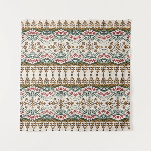 Elegant Ethnic Floral Boho Border Wandteppich (Vorderseite)