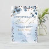 Elegant etwas Blau bevor ich Brautparty mache Einladung (Stehend Vorderseite)