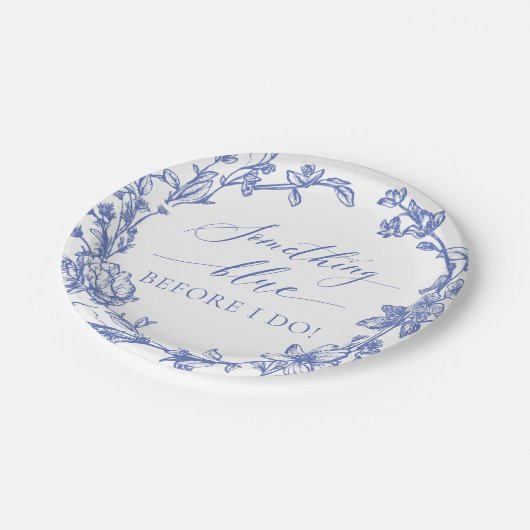 Elegant etwas Blau, bevor ich Brautparty zu tun Pappteller (Schrägansicht)