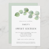 Elegant Eucalyptus 16 . Geburtstag Geburtstag Einladung (Vorne/Hinten)