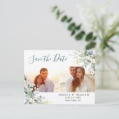 Elegant Eucalyptus 2 FOTO Hochzeit Sichern Sie das Postkarte (Stehend Vorderseite)