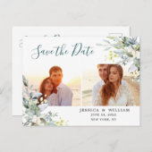 Elegant Eucalyptus 2 FOTO Hochzeit Sichern Sie das Postkarte (Vorne/Hinten)