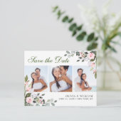 Elegant Eucalyptus 3 FOTO Hochzeit Speichern Sie d Postkarte (Stehend Vorderseite)