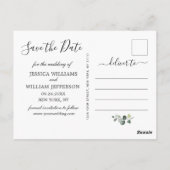 Elegant Eucalyptus 3 FOTO Hochzeit Speichern Sie d Postkarte (Rückseite)