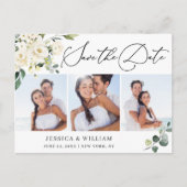 Elegant Eucalyptus 3 FOTO Hochzeit Speichern Sie d Postkarte (Vorderseite)