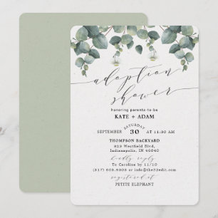 Elegant Eucalyptus Adoption Baby Shower Einladung
