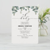 Elegant Eucalyptus Baby Shower Einladung (Stehend Vorderseite)