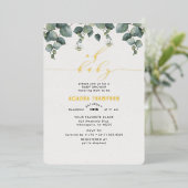 Elegant Eucalyptus Baby Shower Folieneinladung (Stehend vorne)