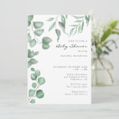Elegant Eucalyptus Baby Shower Green Foliage Einladung (Stehend Vorderseite)