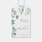 Elegant Eucalyptus Baby Shower Green Foliage Geschenkanhänger (Vorderseite)