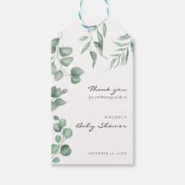 Elegant Eucalyptus Baby Shower Green Foliage Geschenkanhänger