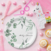 Elegant Eucalyptus Baby Shower Green Foliage Pappteller