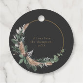 Elegant Eucalyptus Black & White Christmas Wreath Geschenkanhänger (Rückseite)