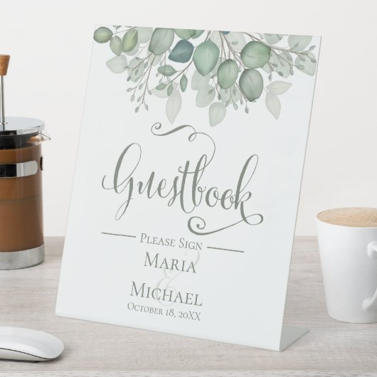 Elegant Eucalyptus Blätter Grüne Foliage Pedesta Sockelschild (In Situ)