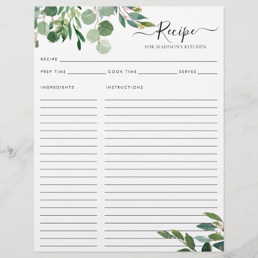 Elegant Eucalyptus Blätter Küche Rezept (Vorderseite)