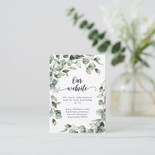 Elegant Eucalyptus Blätter Wedding Begleitkarte (Stehend Vorderseite)