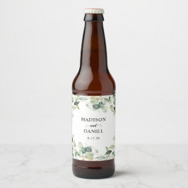 Elegant Eucalyptus Blätter Wedding Bierflaschenetikett