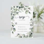 Elegant Eucalyptus Blätter Wedding RSVP Karte (Stehend Vorderseite)