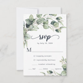 Elegant Eucalyptus Blätter Wedding RSVP Karte