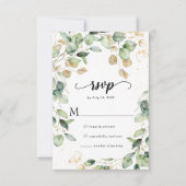 Elegant Eucalyptus Blätter Wedding RSVP Karte (Vorderseite)
