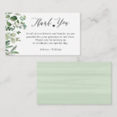 Elegant Eucalyptus Blätter Wedding Table Vielen Da Begleitkarte (Vorne/Hinten)