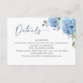 Elegant Eucalyptus Blue Hydrangea Hochzeitdetails Begleitkarte (Vorderseite)