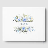 Elegant Eucalyptus Blue Rose Blumenhochzeit Gästebuch (Rückseite)